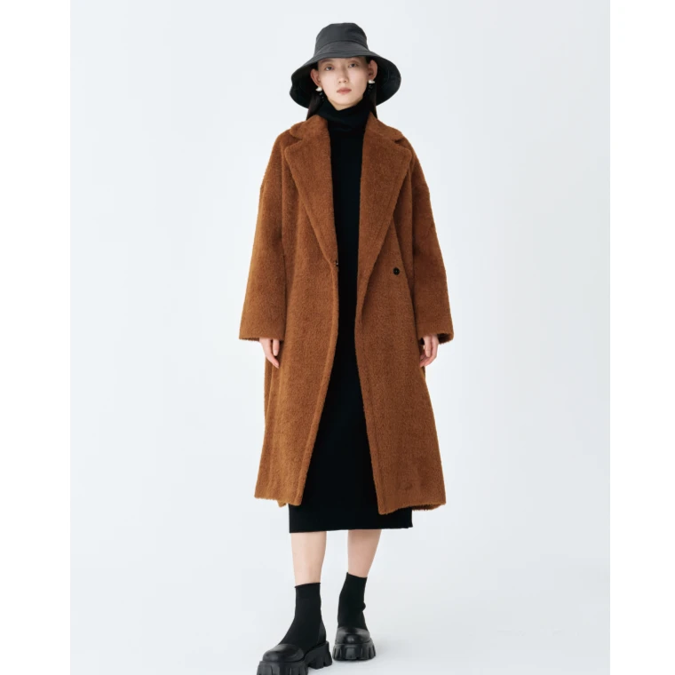 AUM/噢姆【焦糖棕羊驼毛】秋冬时尚休闲气质中长款外套MAEG4024D
