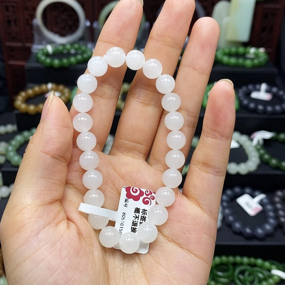 和田玉手串未镶嵌白玉8