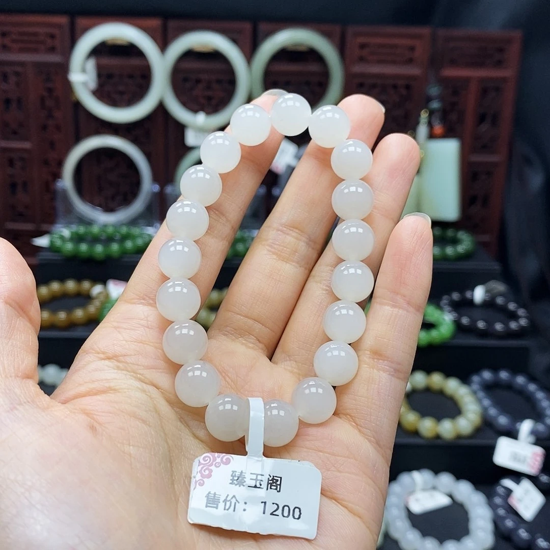 和田玉手串未镶嵌白玉10