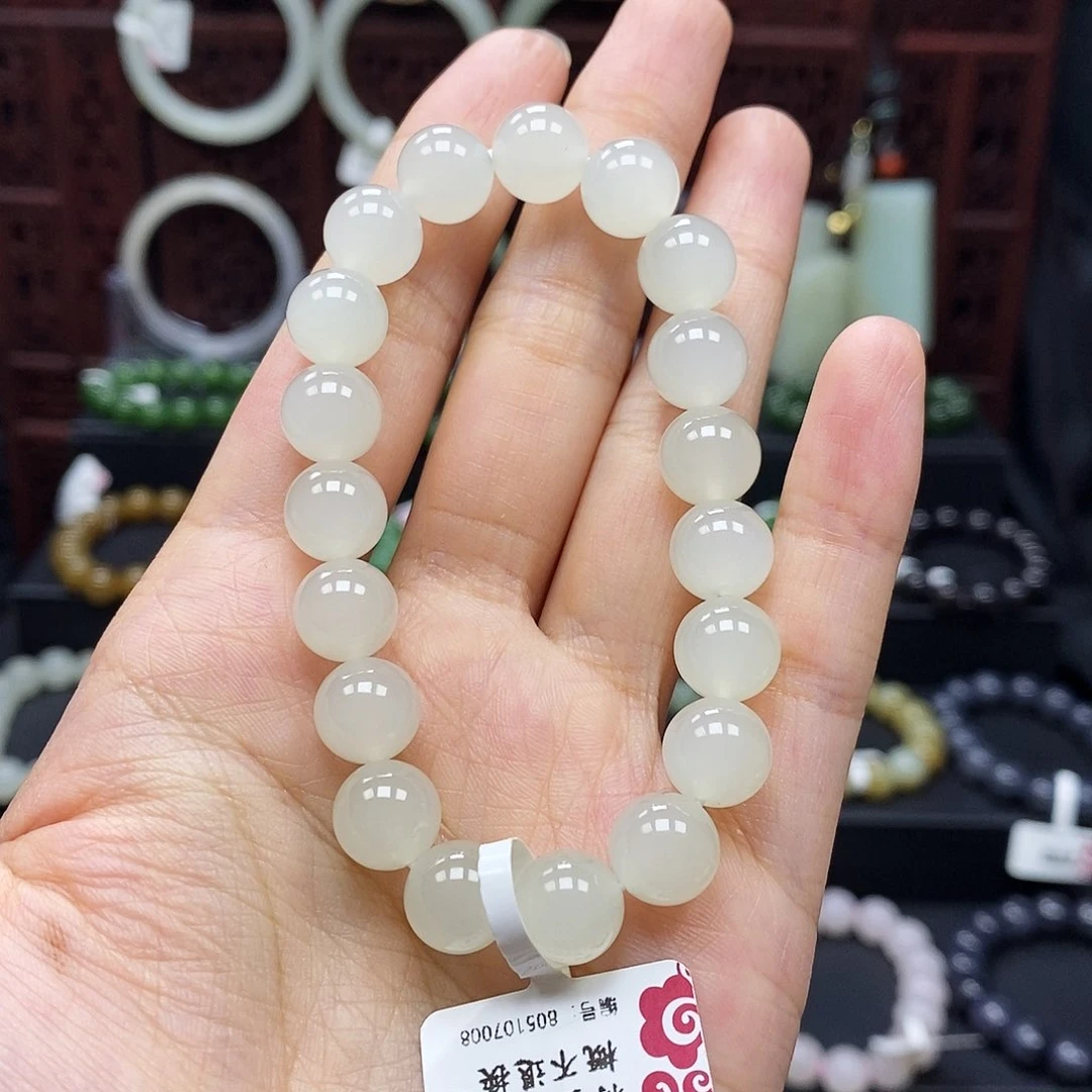 和田玉手串未镶嵌白玉10