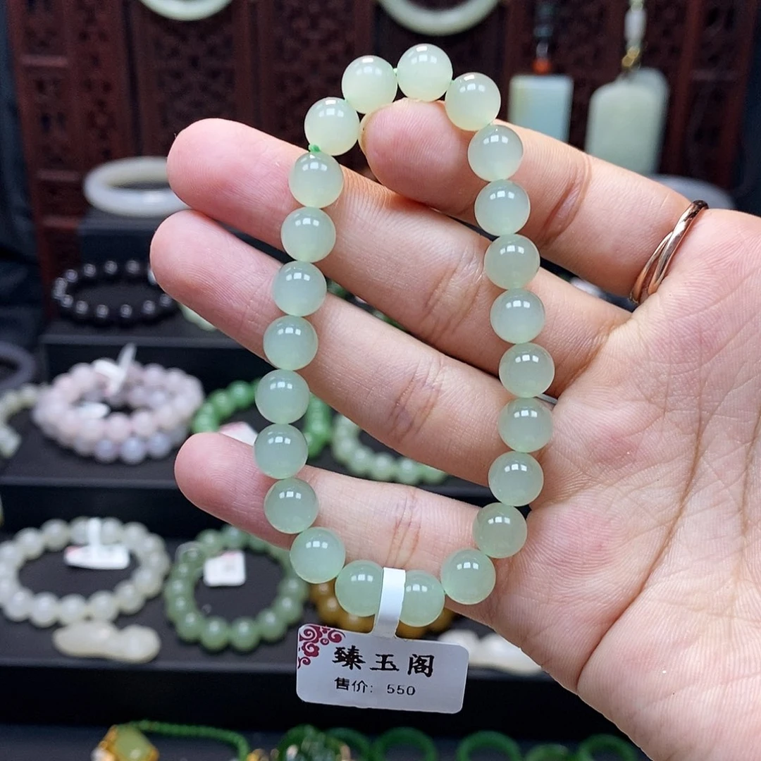 和田玉手串未镶嵌晴水8