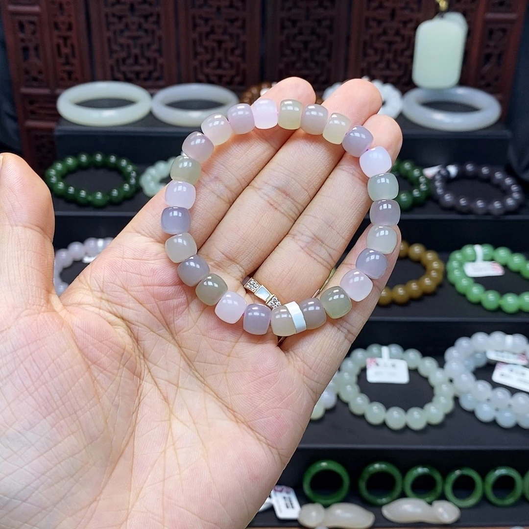 和田玉手串未镶嵌多宝8.5