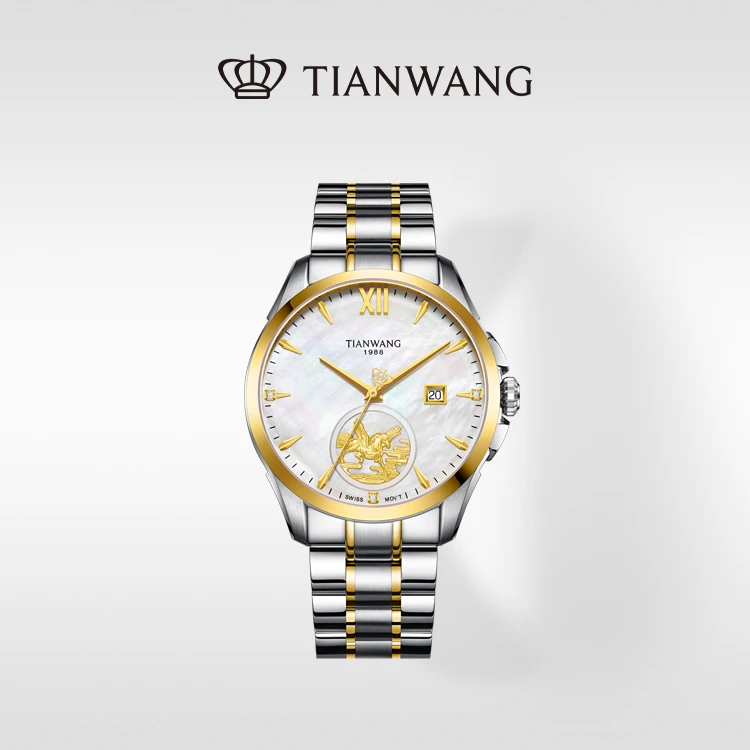 天王表传奇系列天马呈祥18K金轻奢男士防水镶嵌机械手表商场同款