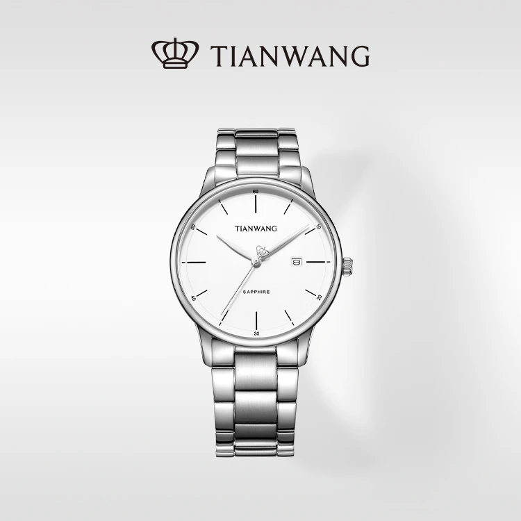 天王手表歆动系列男士腕表商场同款时尚休闲百搭国表石英白盘钢带
