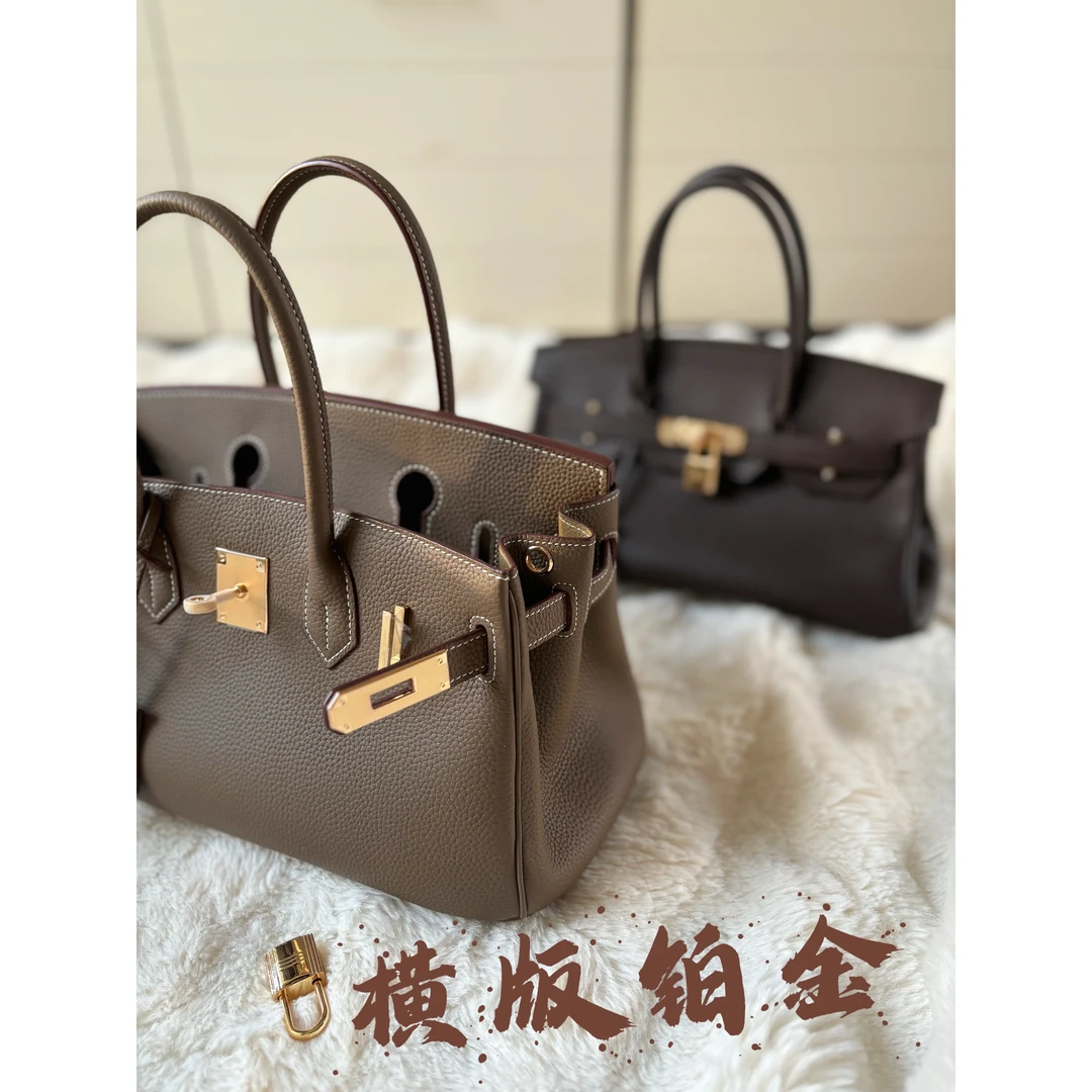 送丝巾挂件】新款横版BK包 头层软牛皮 优雅气质