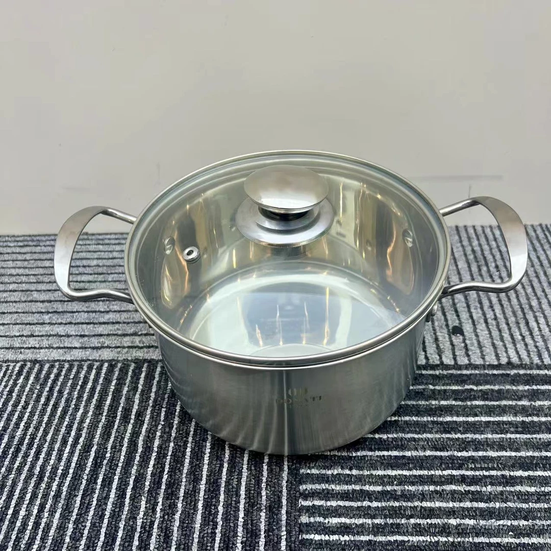 19cm食品级不锈钢双耳tm透明盖汤锅 kp