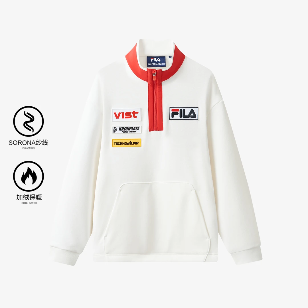 【滑雪四方联名】FILA斐乐童装秋冬保暖针织宽松中大童百搭运动卫衣