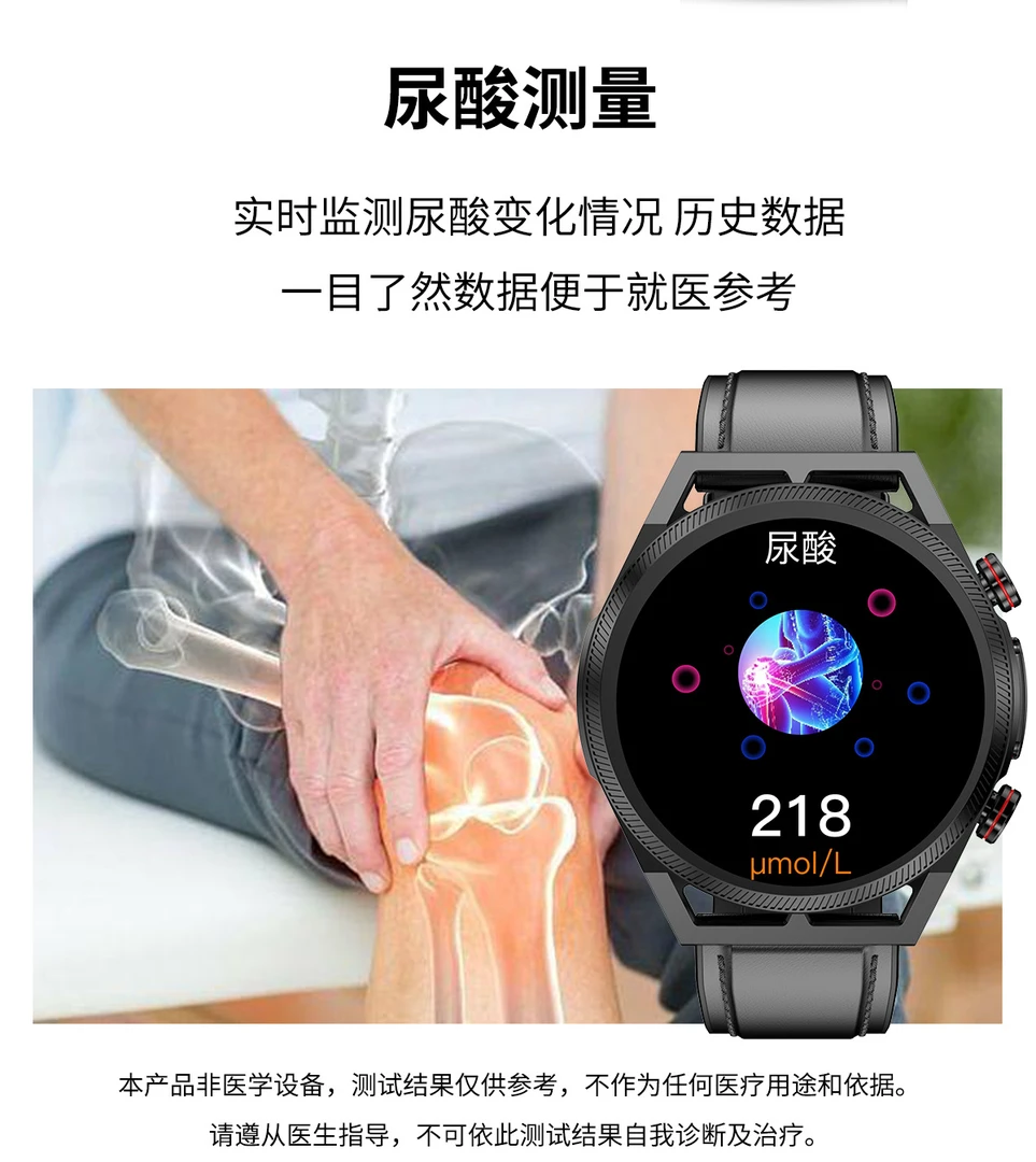 2024爆款蓝牙通话手表无创尿酸血糖血脂血压血氧心电智能监测手环