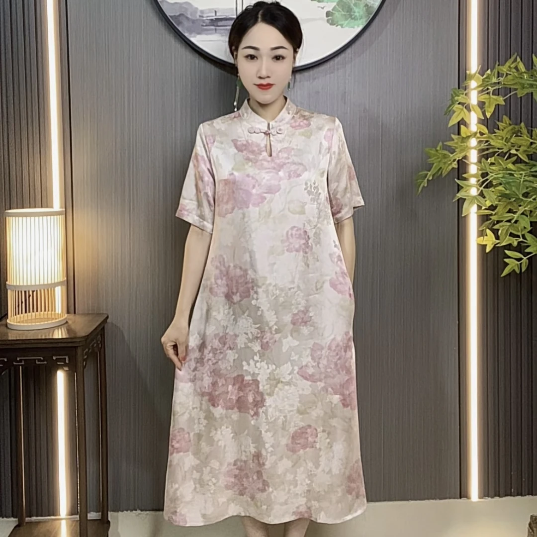 江南鑫雅阁【月色朦胧】夏季新中式妈妈装显瘦中长款中国风气质时尚