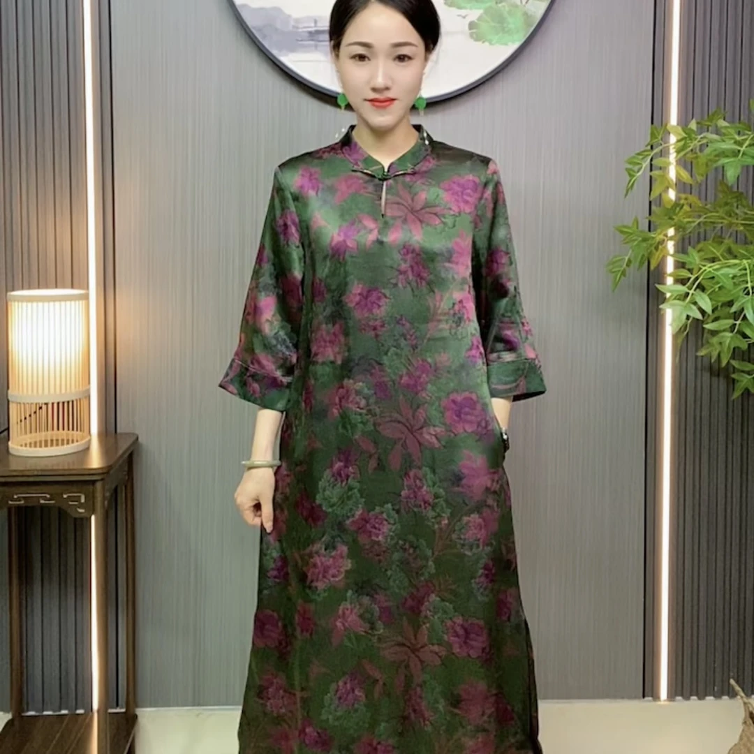 江南鑫雅阁【绿辰花开】夏季新品国风设计师时尚气质韵味显瘦连衣裙