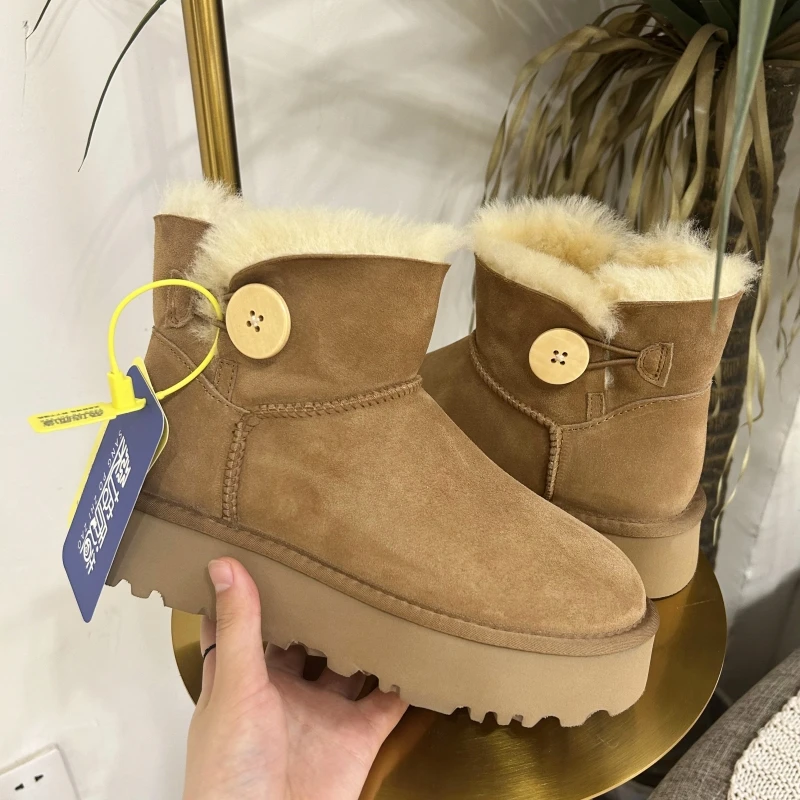 【靓靓专属】厚底3352河南桑坡羊皮毛一体雪地靴女冬保暖加厚雪地棉