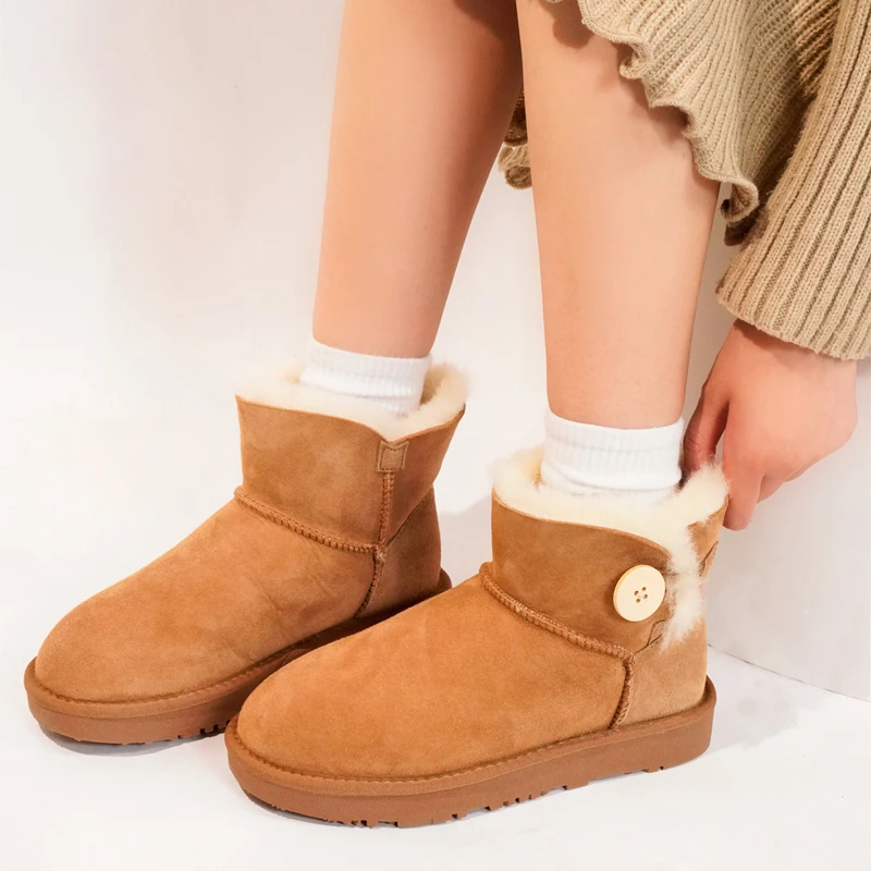 L88【防滑3352】桑坡羊皮毛一体雪地靴时尚百搭秋冬季保暖搭子防寒