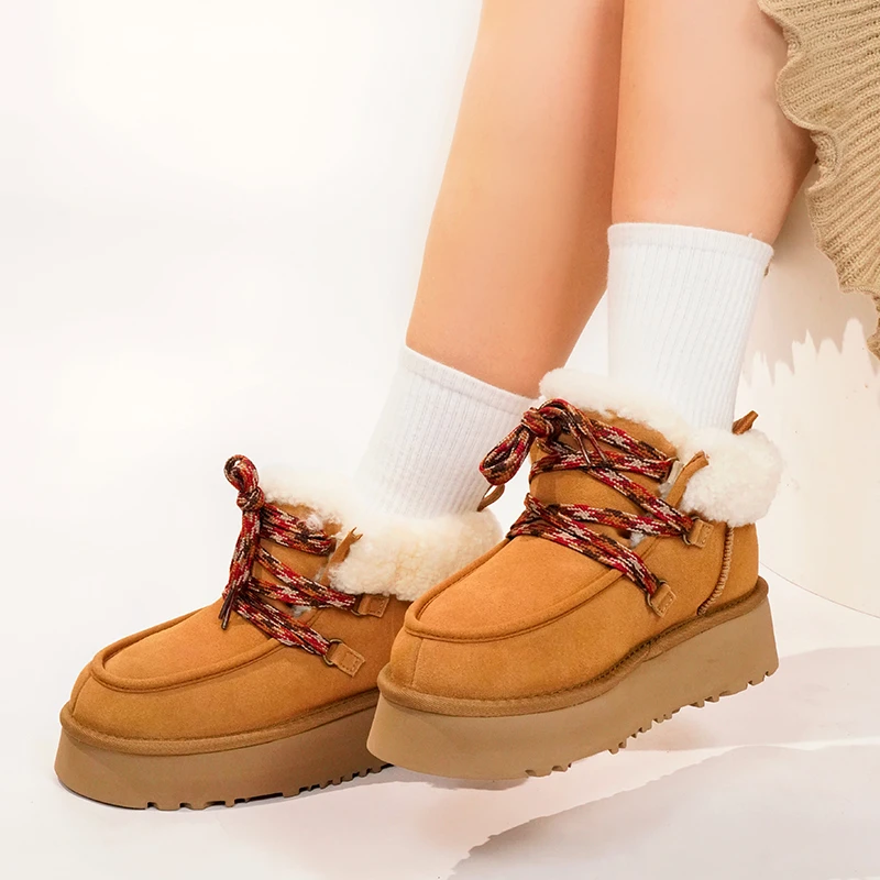 【芙卡拉】桑坡羊皮毛一体雪地靴增高秋冬保暖搭子防寒女款百搭棉鞋