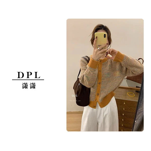 【潇潇精选】2024秋冬新款简约设计感撞色时尚小众百搭毛衣55893