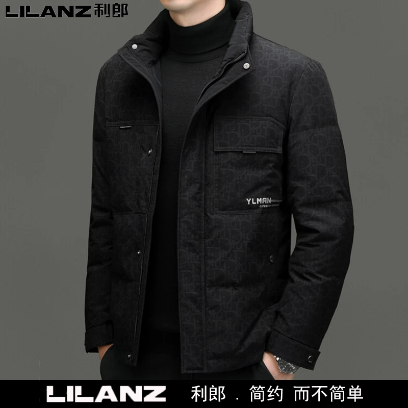 利郎男士羽绒服白鸭绒短款立领中青年商务休闲外套保暖潮