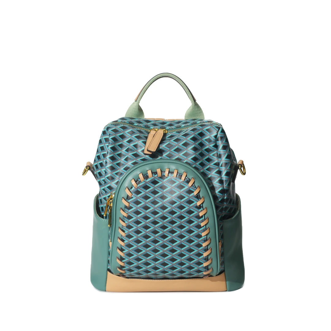 轻奢时尚简约风百搭女士新款双肩包BV2735B-烟松绿