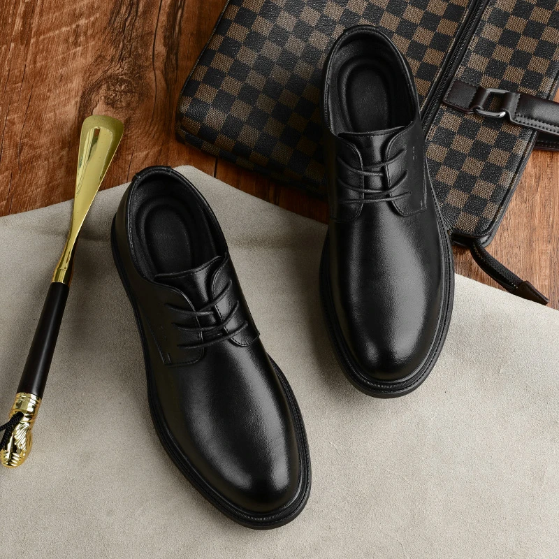 7715隐形内增高新款皮鞋男士商务正装休闲百搭英伦风德比潮流鞋子