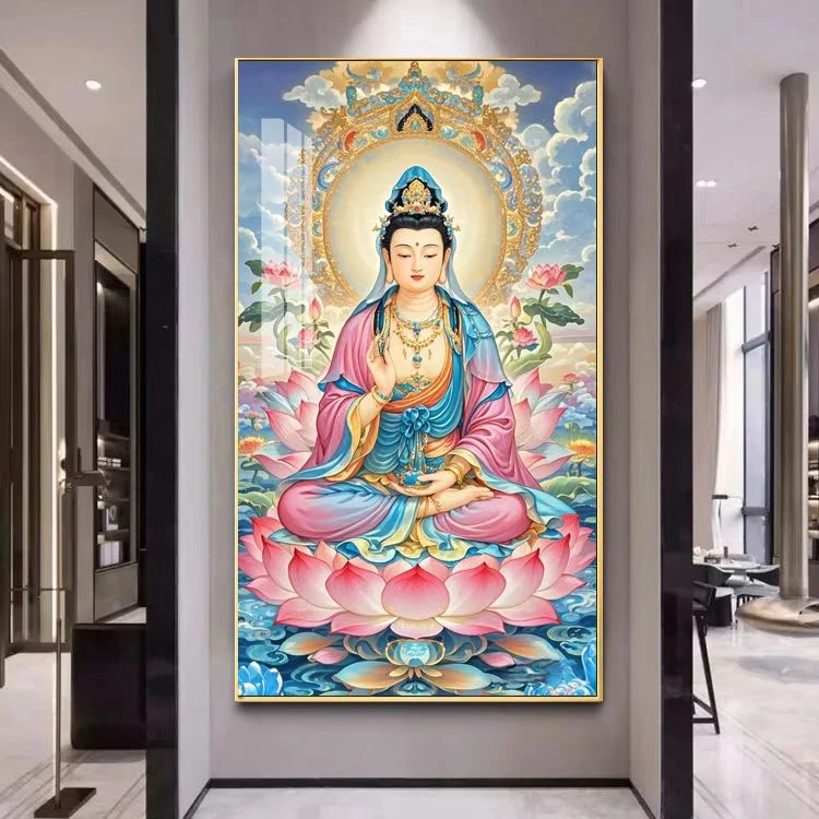 十字绣【莲花观音】新款菩萨观世音满绣无勾边玄关客厅中堂棉线绣