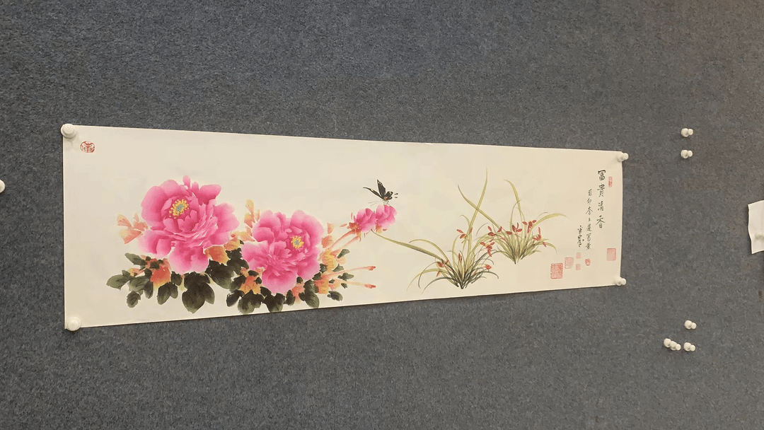 801-ZX LYL合作-六尺对横开白宣-富贵清香-现场创作作品