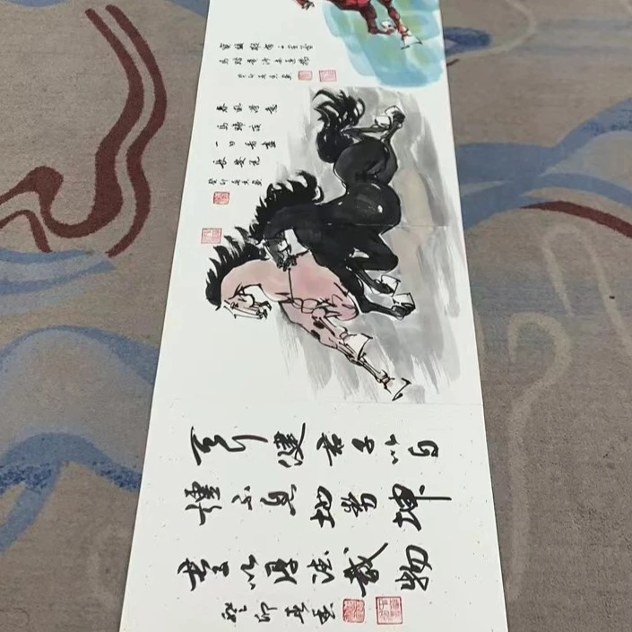 801-HCX-九米册页-金笔奖马双面册页-木质深棕色礼盒-作品