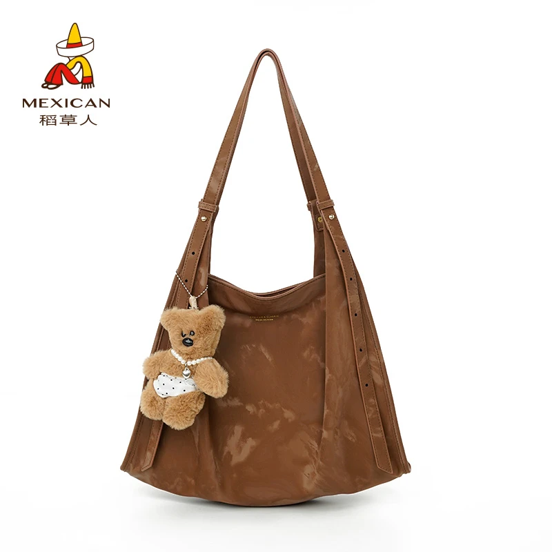 稻草人2024秋冬新款通勤大包休闲时尚百搭小众女士挂件托特包