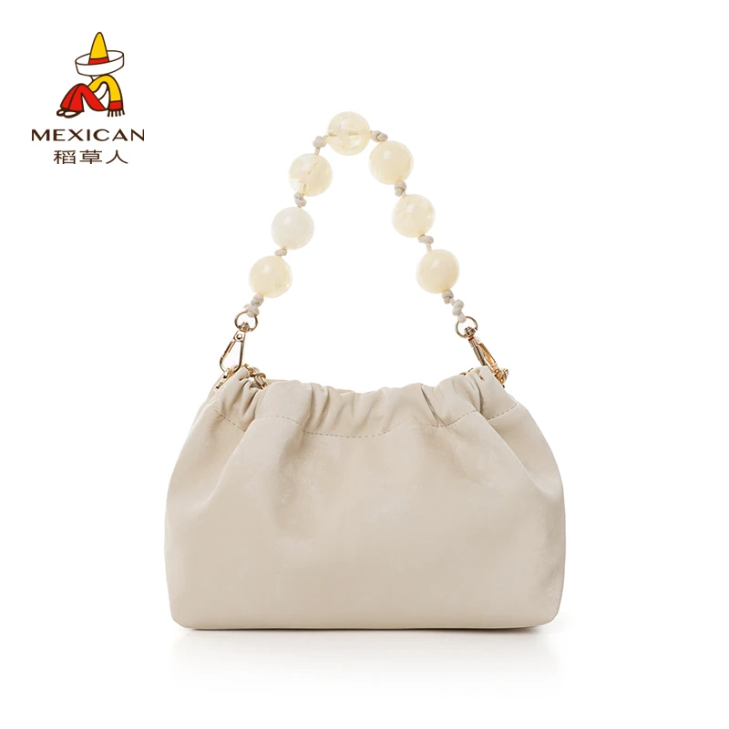 （新款）稻草人2024时尚女士夏季国风潮流串珠云朵链条包包