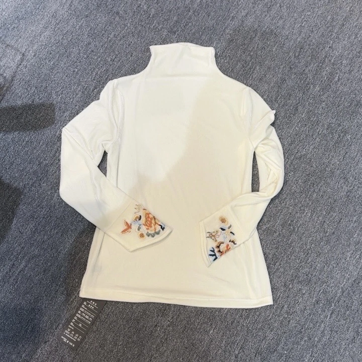 2258新版国风高领马蹄袖刺绣打底