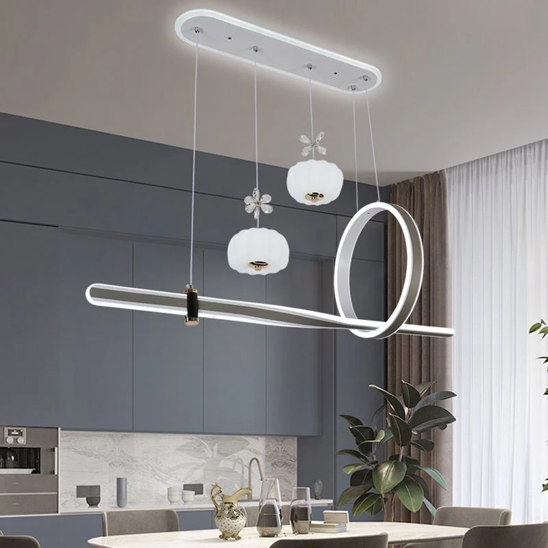 新款餐厅吊灯全光谱护眼餐厅吊灯轻奢饭厅现代简约长条设计师吧台