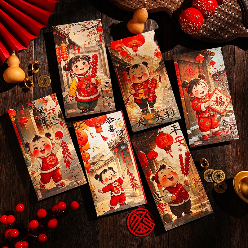 2025新款财神福娃创意年画新年红包袋过年压岁钱包利是封春节用品