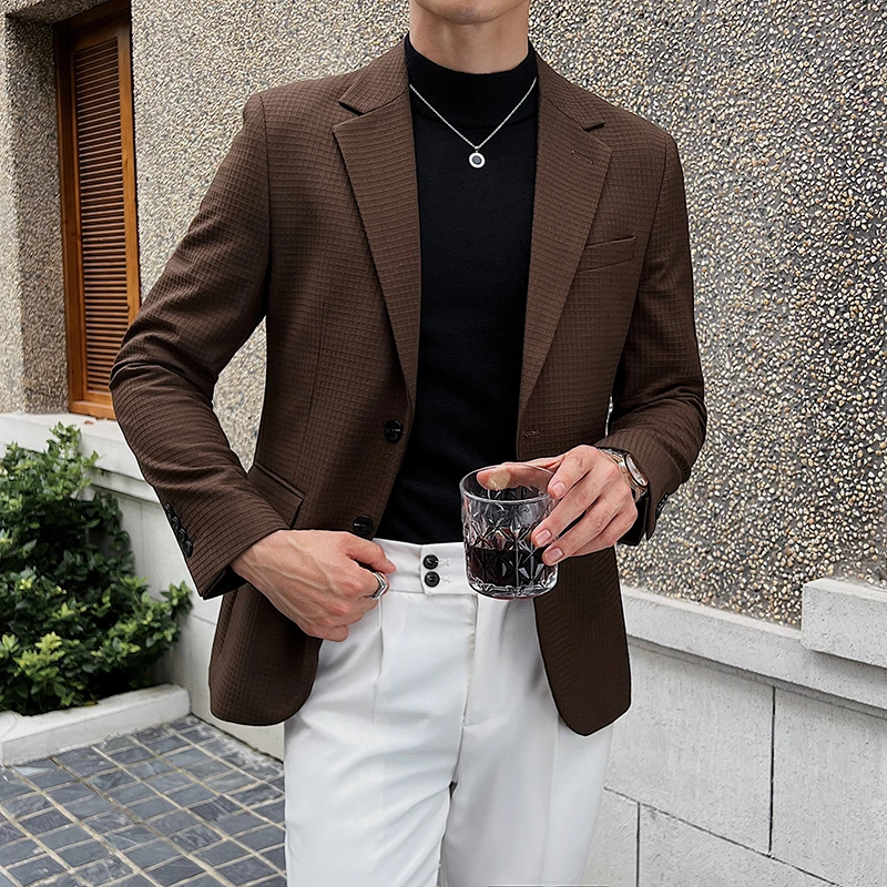 秋冬加厚男士西装外套英伦风帅气修身西服韩版潮流休闲外套小西装