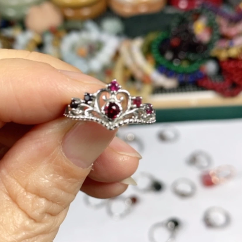 【闪购商品】石榴石戒指银S925镶嵌e**°