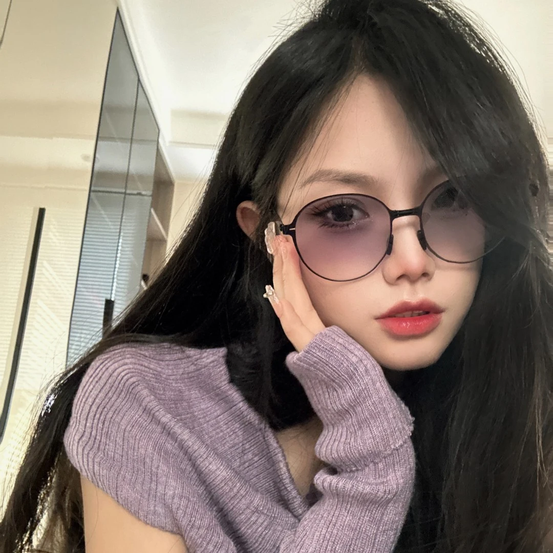 【智凡专享】金属折叠复古墨镜女潮渐变防紫外线防晒素颜眼镜网红