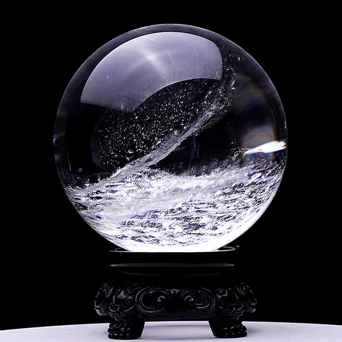 天然水晶球天然白水晶球水晶摆件原石打磨水晶球摆件直径3-6厘米