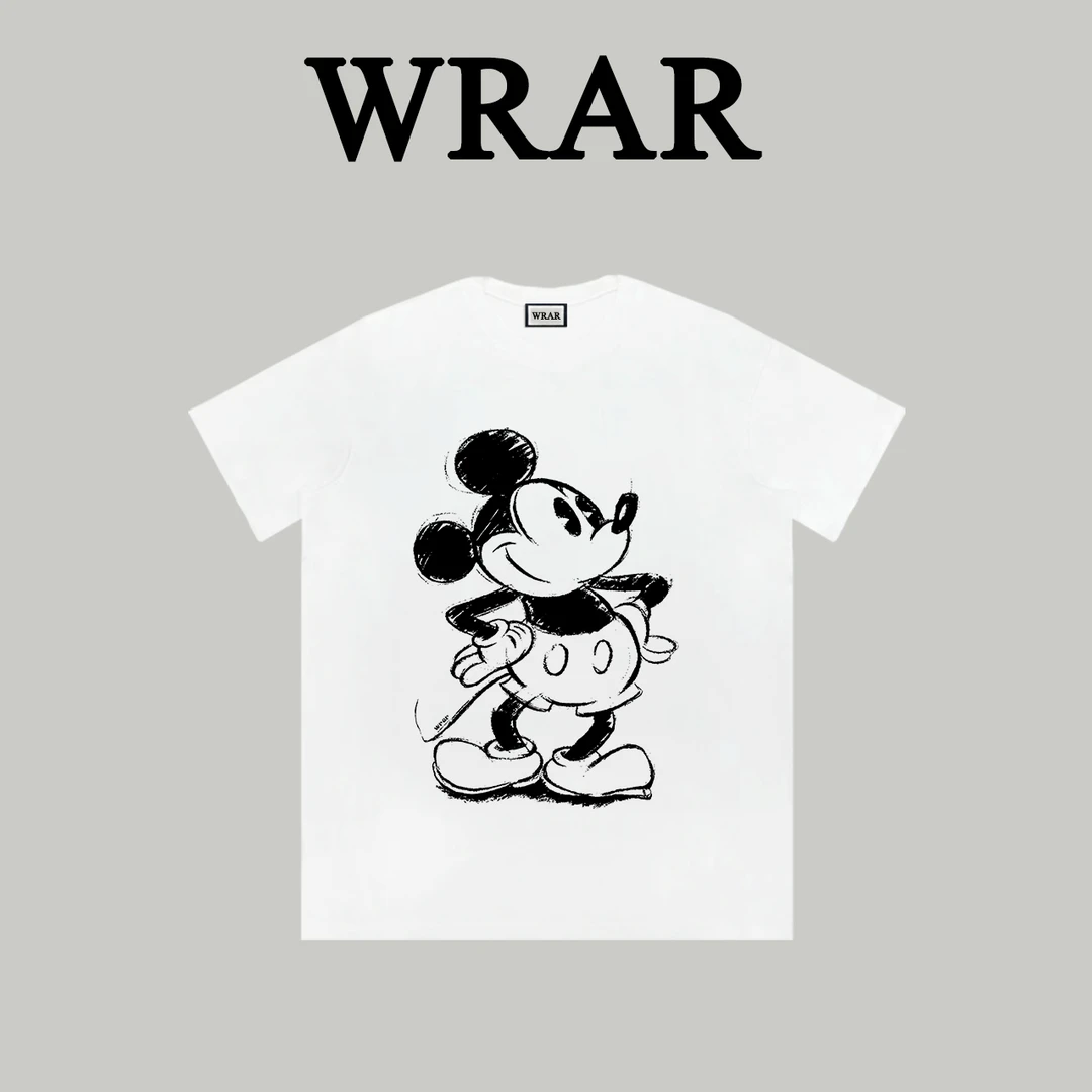 【手绘米鼠】新品潮流简约透气宽松半袖动漫时尚印花T恤1