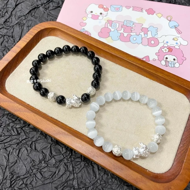 足银仿水晶手链 足银999貔貅宝宝转运珠仿水晶手链情侣闺蜜同款