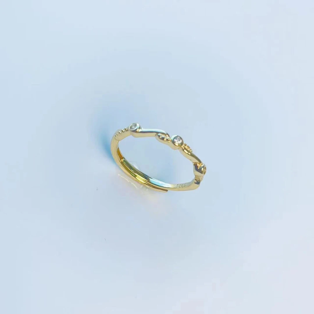 925银锆石戒指 【荣邦】S925银 925银锆石戒指清冷感七夕送女友