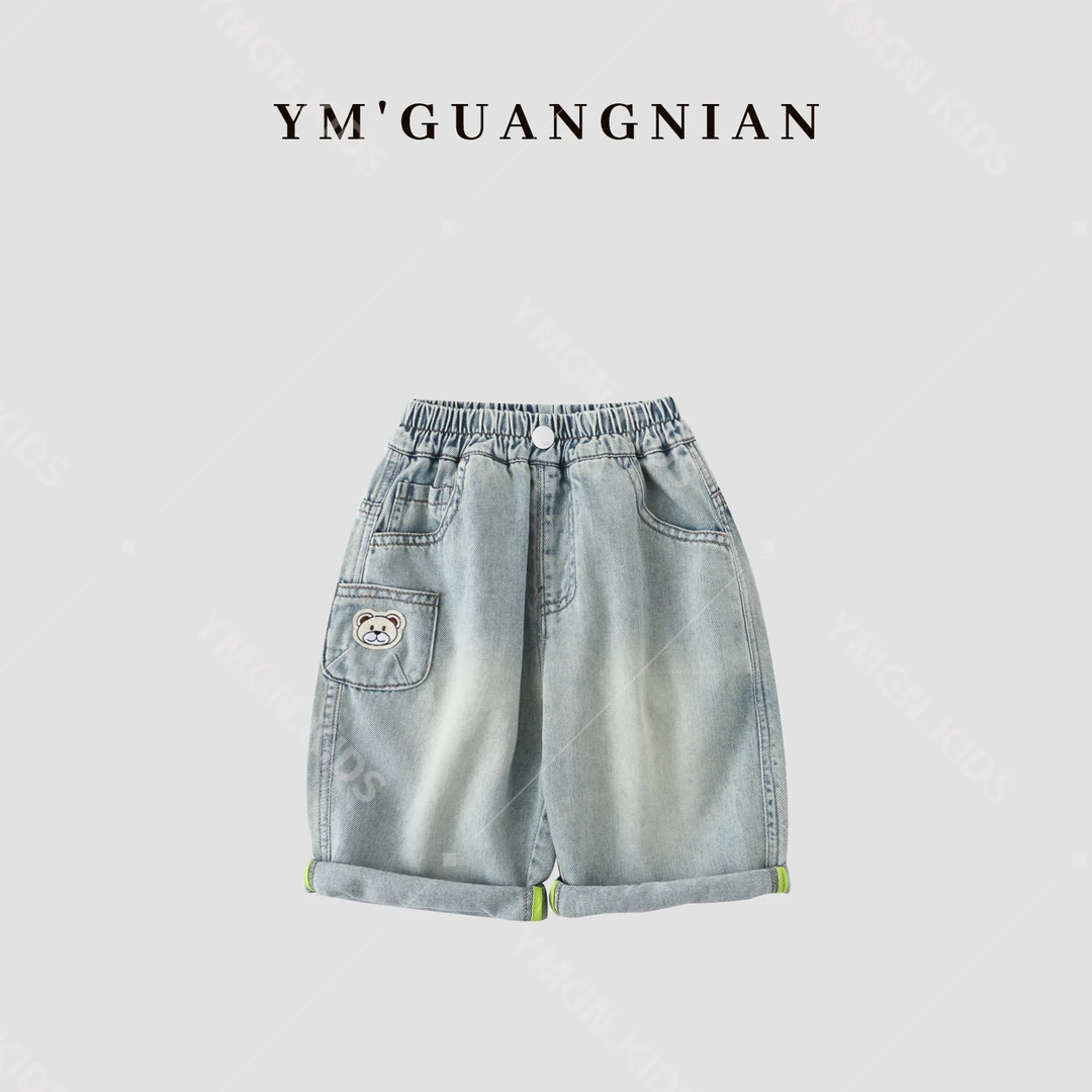 【幼棉光年】夏季潮流刺绣爆款夏款宽松休闲时尚百搭牛仔裤  621820