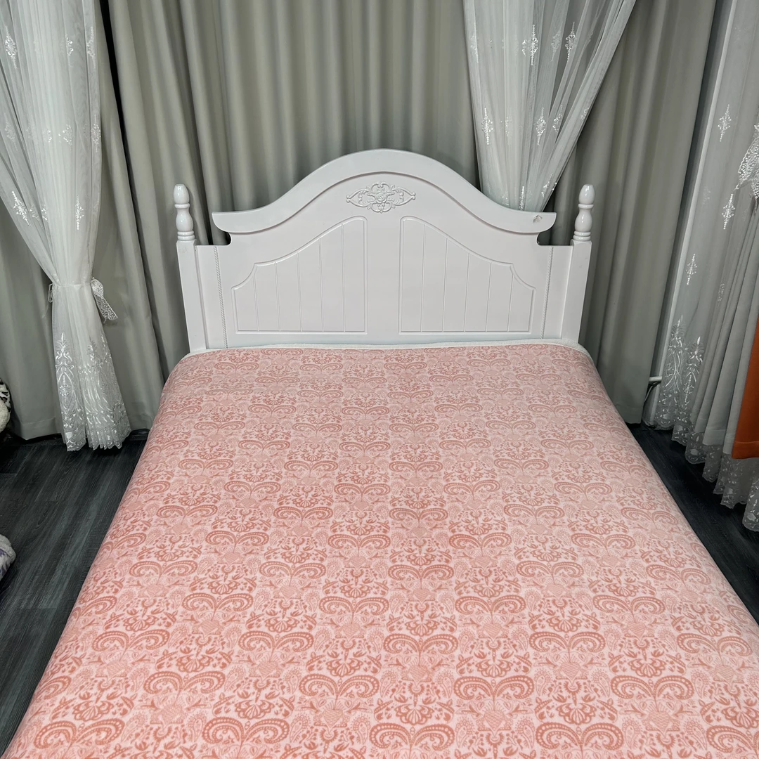 【毛毯】180x200 AB面单人粉色系列线条花卧室毛绒床上用品