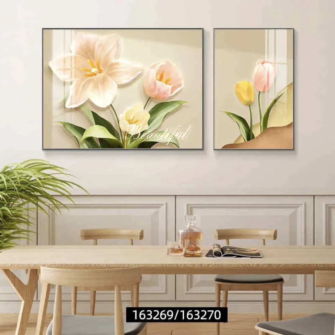 小清新配电箱遮挡画餐厅装饰画现代简约暖居两联画饭厅挂画餐桌画