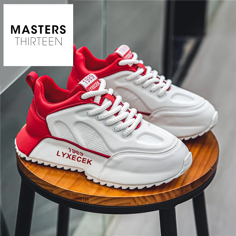 秋季男鞋网面透气运动休闲鞋男款厚底增高防滑耐磨百搭老爹鞋-L95