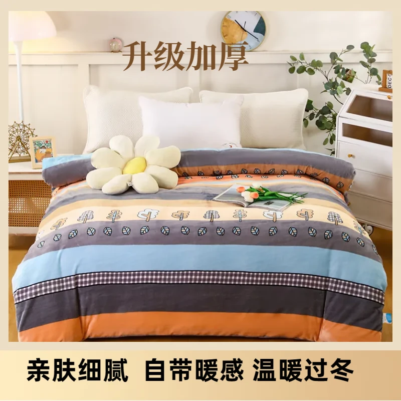 新款母婴亲肤双面牛奶绒被子秋冬季加厚款 2*2.3 净重约6斤