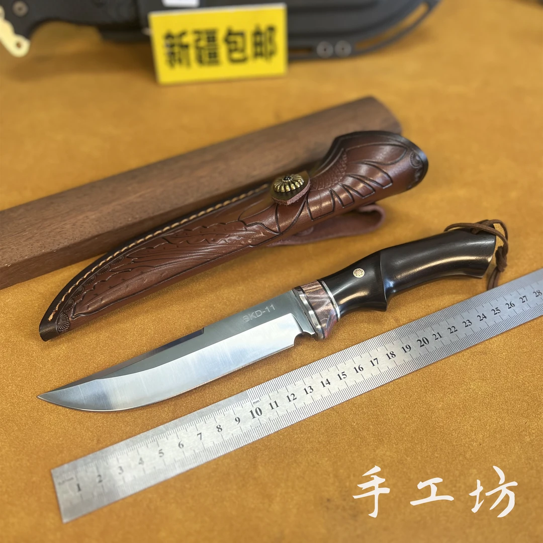 新疆包邮【沃克】手工锻打SKD钢锻纹锤纹吃手把肉小刀户外水果刀