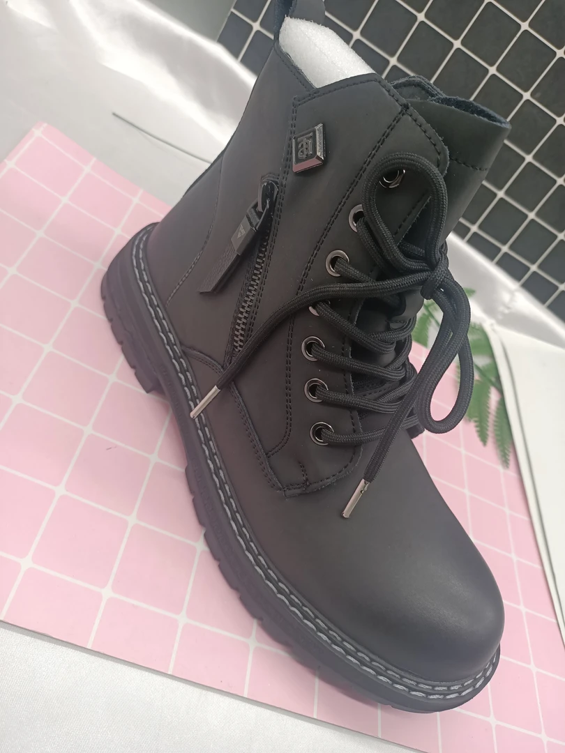 加绒男士高领皮鞋