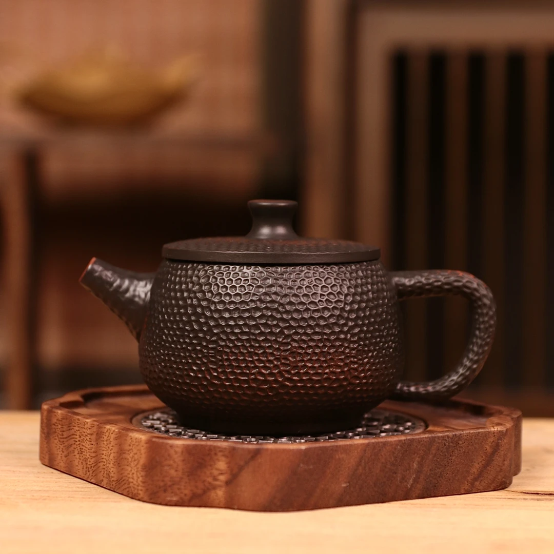 紫陶锤纹纯手工小容量汉瓦凤鸣壶180ml  FL37