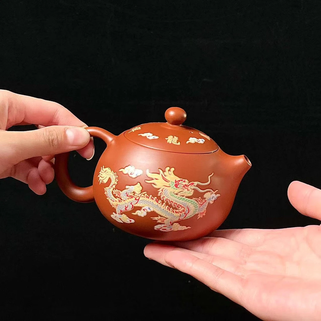 朱泥大红袍变色西施壶230毫升（变色龙凤）徐志成DY52