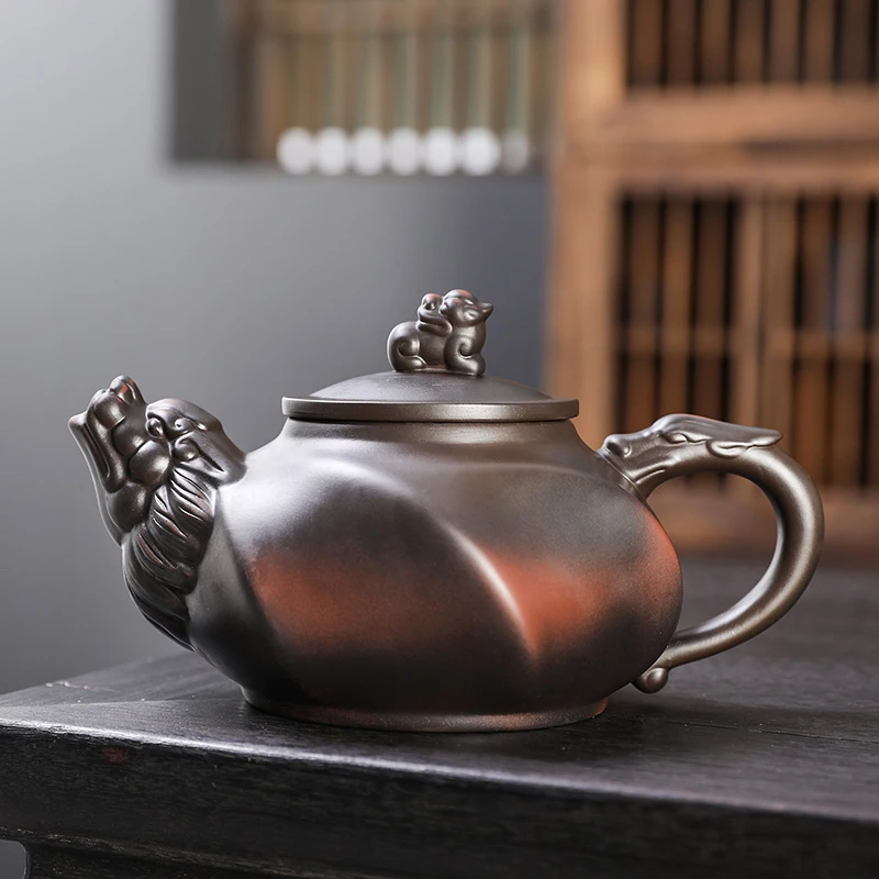 紫陶龙头老大壶-550毫升【礼盒装】