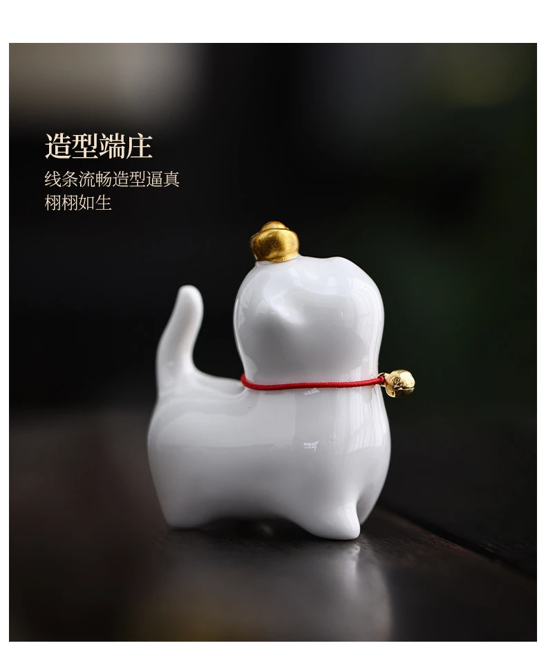 创意陶瓷可爱动物招财猫陶瓷摆件微景观桌面饰品茶具配件茶宠茶玩