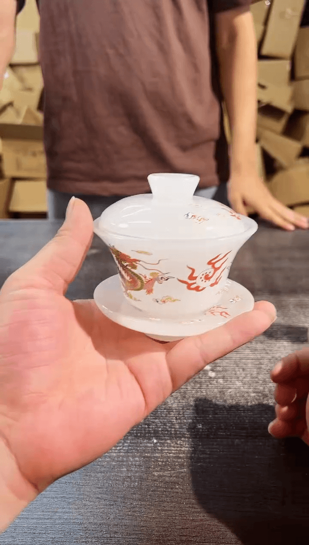 【闪购商品】其他白玉琉璃祥云龙三才盖碗