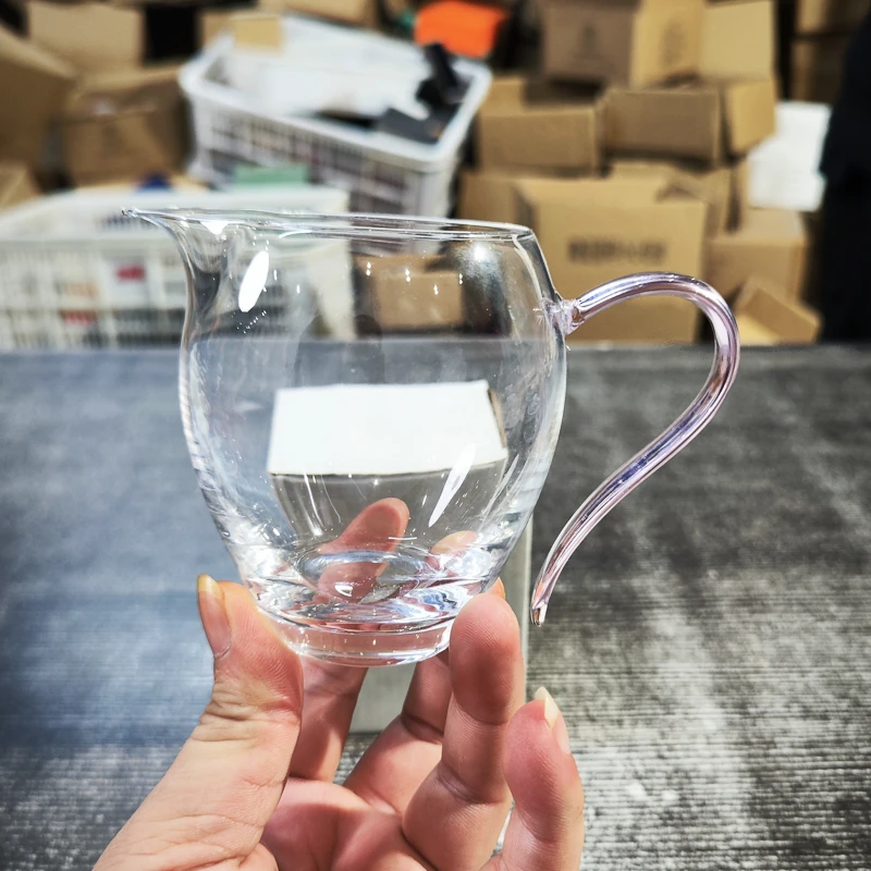 高硼硅粉色把公道杯260ml