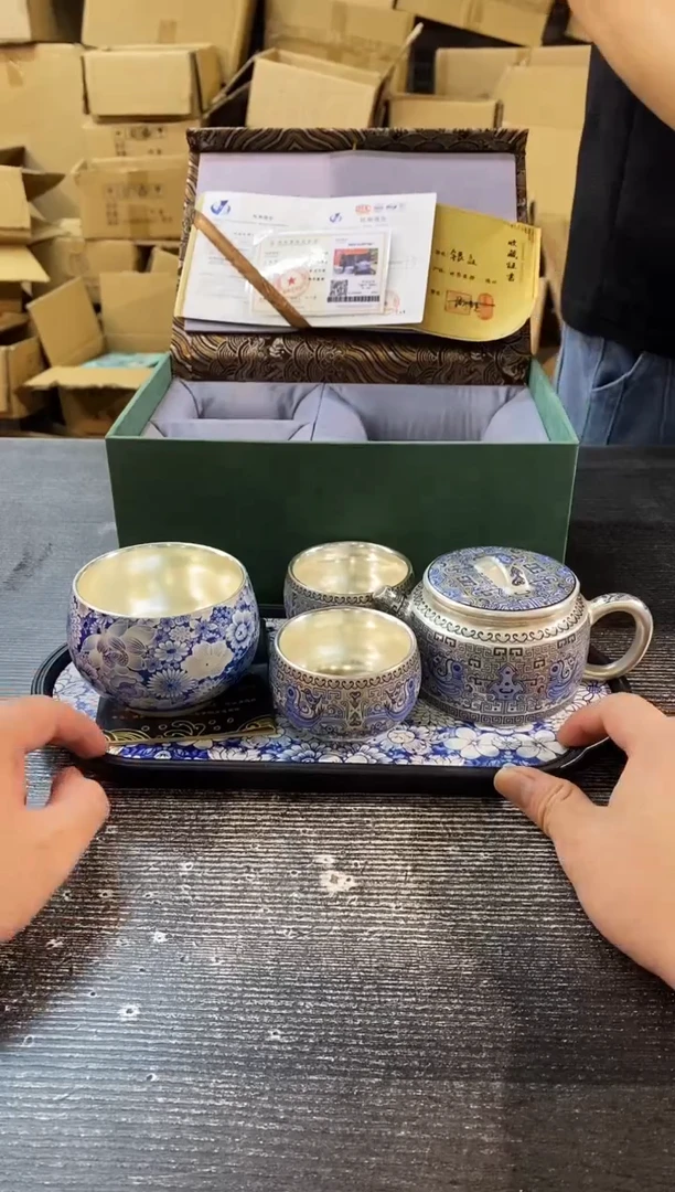 【闪购商品】其他  周鸿杰天命玄鸟鎏银德钟壶+2杯加看图